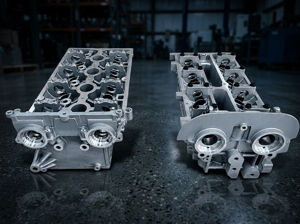Par de cabeçotes de motor 16V com alojamentos de comando